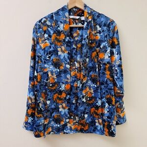 Denim & Co. Blue and Orange blouse